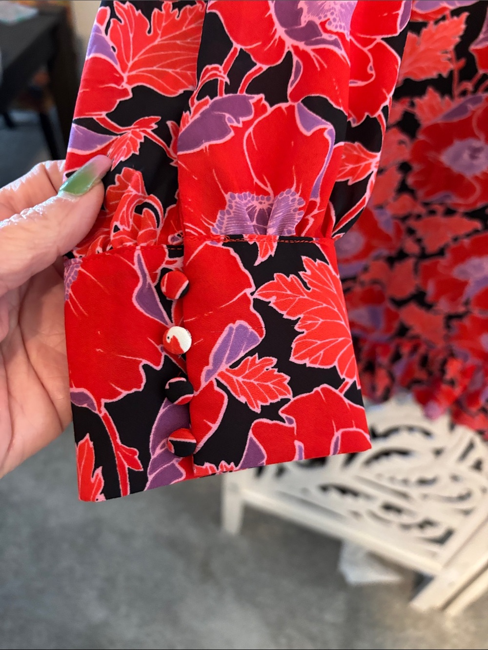 Red Floral Ruffle Dress - Picture 3 of 7